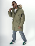 Купить Парка мужская зимняя с мехом цвета хаки 2223Kh, фото 16