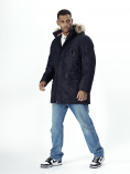 Купить Парка мужская зимняя с мехом темно-синего цвета 2258TS, фото 2
