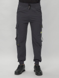 Купить Брюки джоггеры спортивные с карманами мужские темно-серого цвета 3073TC, фото 6