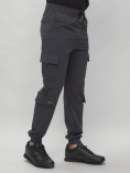 Купить Брюки джоггеры спортивные с карманами мужские темно-серого цвета 3073TC, фото 8