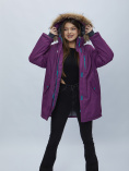 Купить Парка женская с мехом зимняя большого размера фиолетового цвета 552022F, фото 11