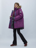 Купить Парка женская с мехом зимняя большого размера фиолетового цвета 552022F, фото 2