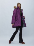Купить Парка женская с мехом зимняя большого размера фиолетового цвета 552022F, фото 3