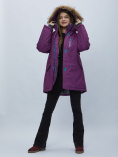 Купить Парка женская с мехом зимняя большого размера фиолетового цвета 552022F, фото 4
