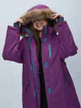 Купить Парка женская с мехом зимняя большого размера фиолетового цвета 552022F, фото 7