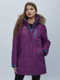 Купить Парка женская с мехом зимняя большого размера фиолетового цвета 552022F, фото 8