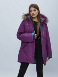 Купить Парка женская с мехом зимняя большого размера фиолетового цвета 552022F, фото 9