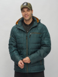 Купить Куртка спортивная мужская с капюшоном темно-зеленого цвета 62187TZ, фото 10