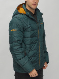 Купить Куртка спортивная мужская с капюшоном темно-зеленого цвета 62187TZ, фото 12