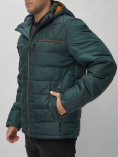 Купить Куртка спортивная мужская с капюшоном темно-зеленого цвета 62187TZ, фото 13