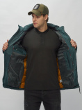 Купить Куртка спортивная мужская с капюшоном темно-зеленого цвета 62187TZ, фото 15