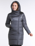Купить Куртка зимняя женская молодежная стеганная серого цвета 870_11Sr, фото 6