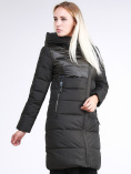 Купить Куртка зимняя женская молодежная стеганная темно-серого цвета 870_13TC, фото 4