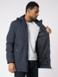 Купить Куртка мужская удлиненная с капюшоном темно-серого цвета 88661TC, фото 13