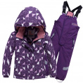 Оптом Горнолыжный костюм детский фиолетового цвета 8912F