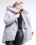 Купить Куртка зимняя женская молодежная батал серого цвета 90-911_46Sr, фото 2