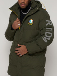 Купить Спортивная молодежная куртка удлиненная мужская цвета хаки 9005Kh, фото 8