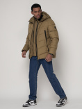 Купить Спортивная молодежная куртка мужская бежевого цвета 93691B, фото 2