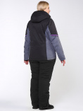 Оптом Куртка горнолыжная женская большого размера черного цвета 1934Ch, фото 8