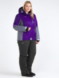 Оптом Костюм горнолыжный женский большого размера темно-фиолетового цвета 01934TF, фото 6