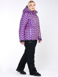 Оптом Костюм горнолыжный женский большого размера фиолетового цвета 018112F, фото 12