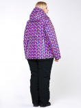 Оптом Костюм горнолыжный женский большого размера фиолетового цвета 018112F, фото 14